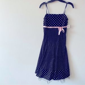 NWT Vintage Y2K Pulse Black & Pink Polka Dot Dress with Taffeta bottom